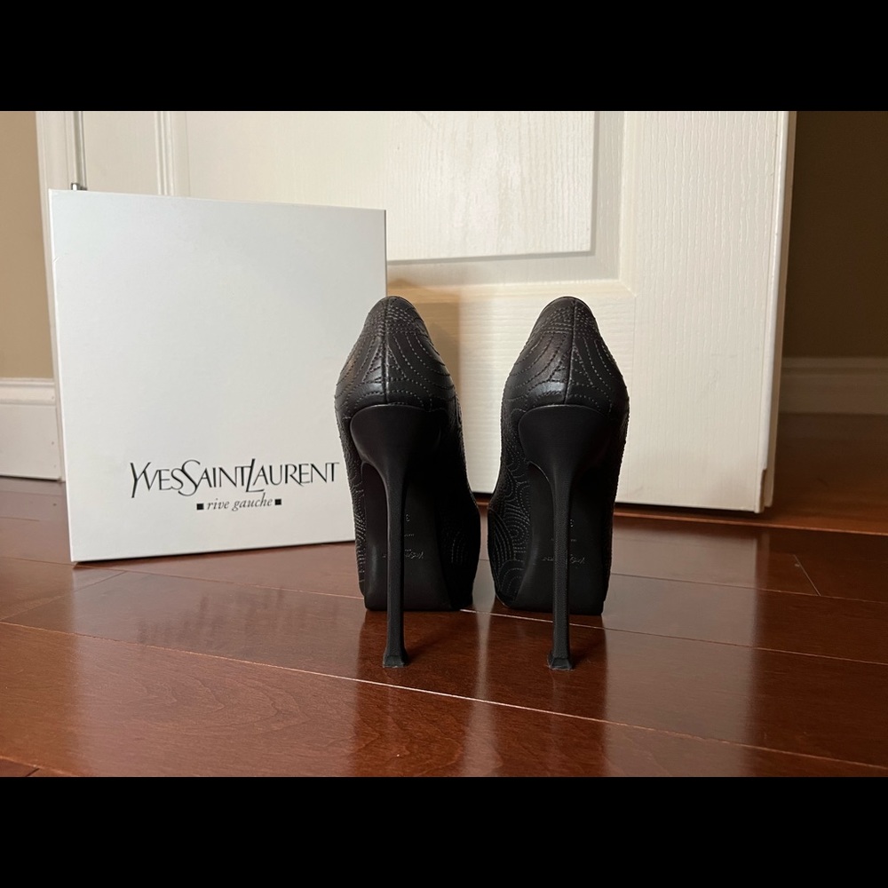 Stunning YSL Tribute pumps, limited edition style in grey leather w/ embroidery - Picture 9 of 11